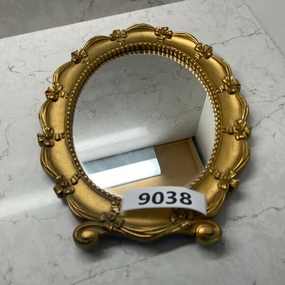 Vintage Syroco Gold Plastic Frame Carved Decorative Vanity Wall Mirror - 12.5 in - Picture 12 of 13